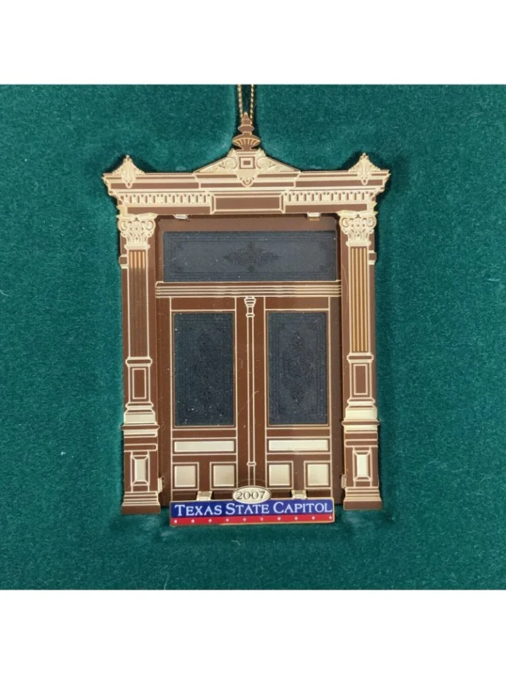 Texas State Capitol Ornament 2007 Etched Glass Doors Christmas Collectible Box